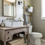 Wooden-vanity-mirror-frame-and-patterned-tiles-usher-in-farmhouse-style-81682