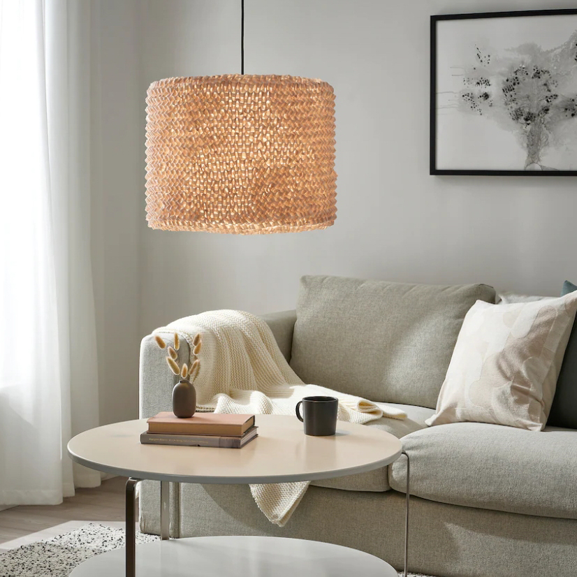 IKEA-living-room-rattan-light