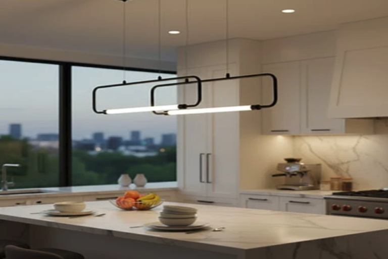 Enhance Your Contemporary Kitchen with a Gun Metal Linear Pendant