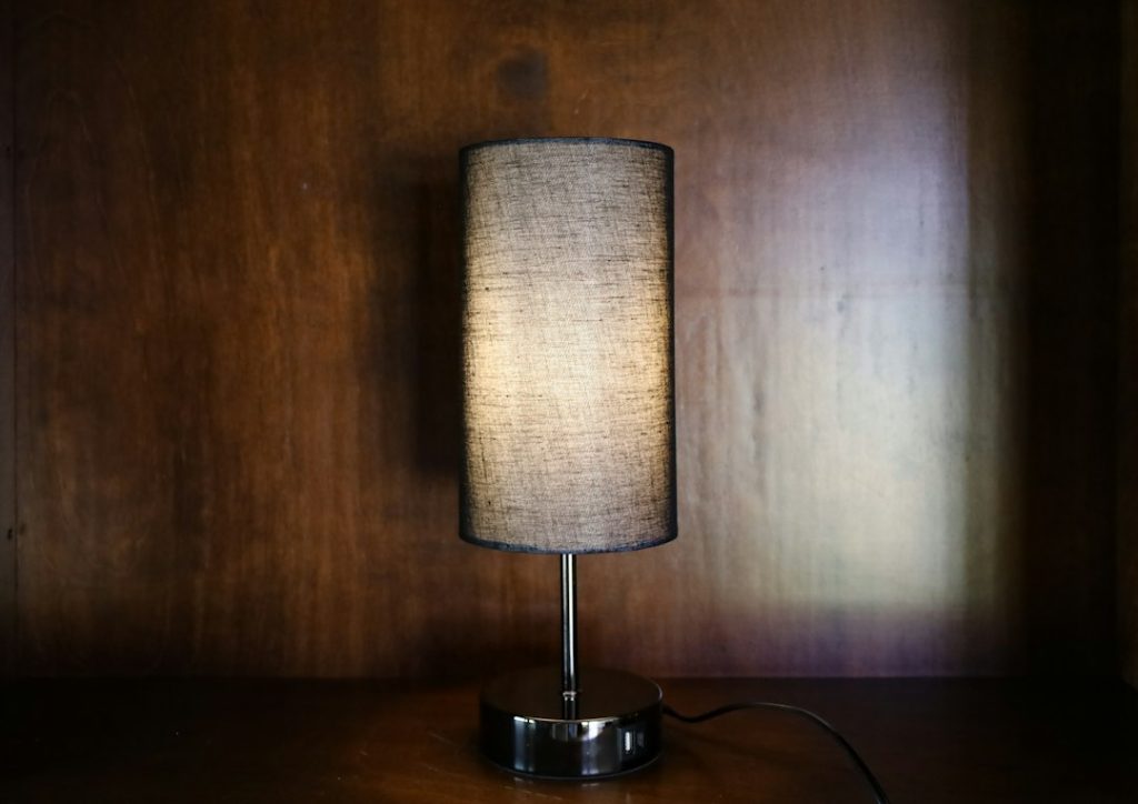 Photo charcoal linen shade lamp