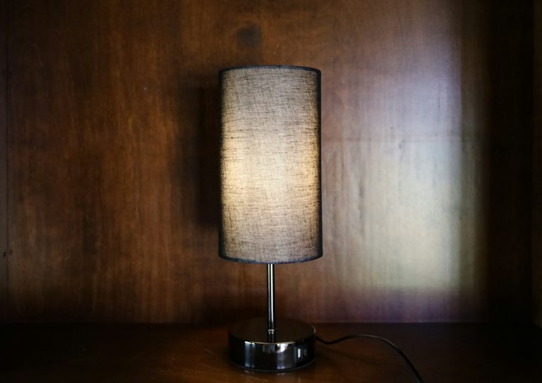 Photo charcoal linen shade lamp